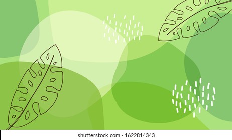 Creative desktop background with abstract transparent shapes and line art leaves for social media banner, poster, email, newsletter, leaflet, brochure, flyer, web in trendy vibrant colors