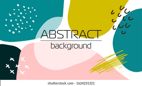 Creative desktop background with hand drawn abstract textured shapes for social media banner 