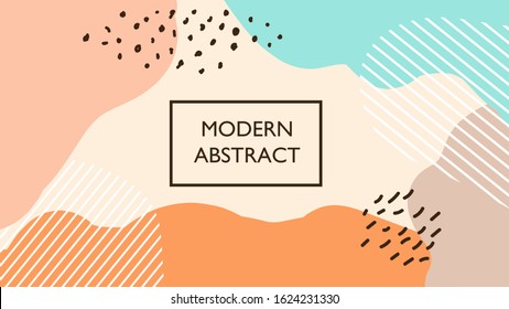 Creative desktop background with hand drawn abstract textured shapes for social media banner 