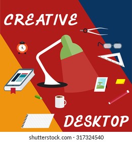creative desktop with book in form of smartphone flat design vector illustration