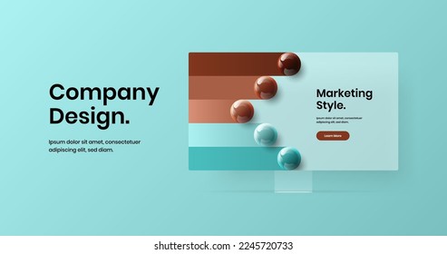 Plantilla de sitio de simulación de escritorio creativa. concepto de vectores de diseño de banner web Vivid.