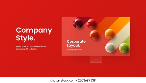 Creative desktop mockup web project illustration. Minimalistic presentation design vector template.