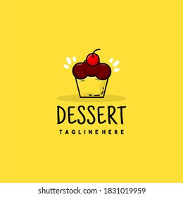 Creative dessert cup cake icon logo illustration