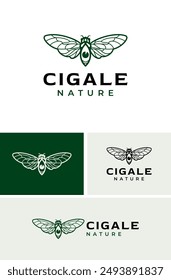 Detalle creativo Cigale Cicada Bug with Eye Vision Logo Design Branding Plantilla