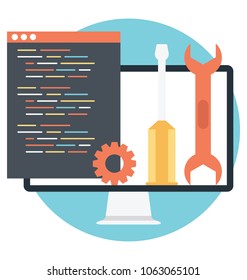 
A creative detailed vector icon of custom coding 

