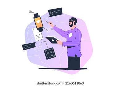 Creative device developer, website and application programming vector illustration. Web creative design, web coding, digital world concept