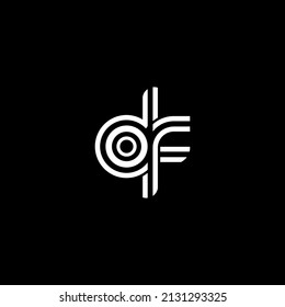 Kreatives DF Logo-Design für Ihr Unternehmen auf schwarz-weißem Hintergrund.