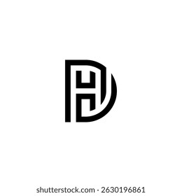 Diseño creativo del logotipo de la letra de DH HD con estilo minimalista moderno.