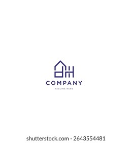 Creative DH Letter Logo with House, Illustration, Design Inspiration, Vector, Icon