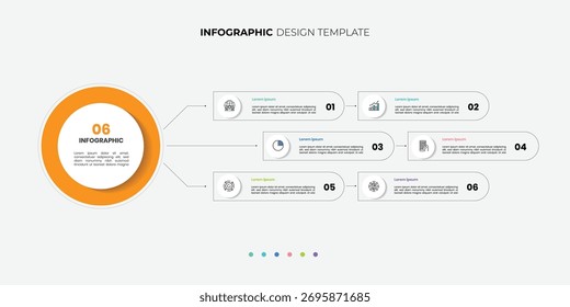 Creative diagram infographic chart template for business 6 step, options, presentation with diagram elements