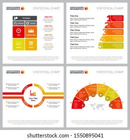 Creative diagram set for management, teamwork, strategy concept. Can be used for business project, marketing report, workflow layout. Matrix, semicircle, segment, option, process chart