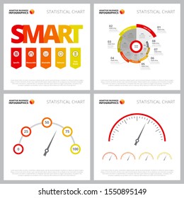 Creative diagram set for smart goals, time management concept. Can be used for business project, marketing report, web design, presentation slide template. Pie chart, process, metaphor, option