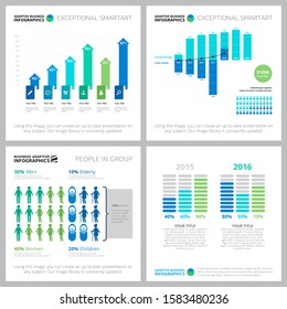 Creative diagram set for statistical report, web design, presentation slide template. Statistics, population, demography concept. Bar, percentage, comparison charts