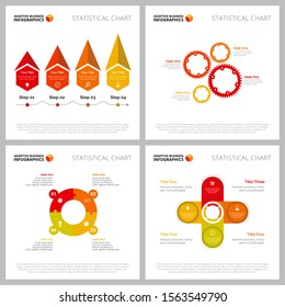 Creative diagram set for web design, marketing report, business project, presentation slide template. Management and strategy concept. Process, cycle, option charts