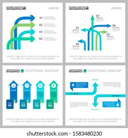 Creative diagram set for web design, business project, marketing report, presentation slide template. Planning and strategy concept. Arrow, process, option charts