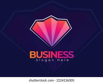 Diseño creativo de logotipos comerciales de diamantes, color degradado con diseño de logotipo premium, color de degradado creativo minimalista de diamantes de alta calidad para empresas. Vector Premium