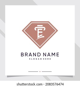 Creative diamond combined law logo design initial letter e