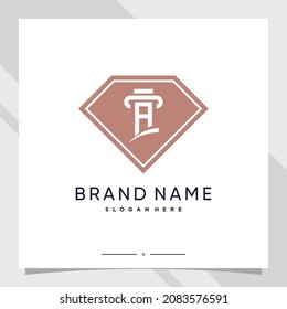 Creative diamond combined law logo design initial letter a