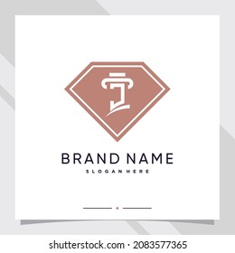 Creative diamond combined law logo design initial letter j