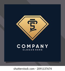 Diseño del logotipo de la ley combinada de diamante creativo letras iniciales s con el concepto de espacio negativo