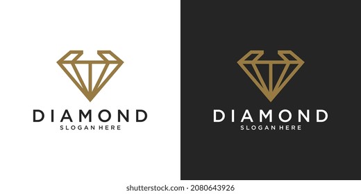 Plantilla de diseño de logotipo de concepto creativo de diamantes en fondo blanco y negro.