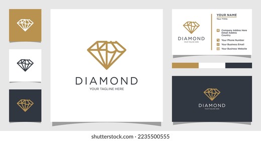 Plantilla de diseño de logotipo de concepto creativo de diamantes con diseño de tarjeta de visita.