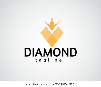 kreativer Diamant mit einer Krone auf dem oberen Logo-Design