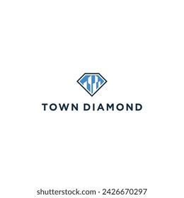 Ilustración vectorial de diseño de logotipo de ciudad de construcción de joyería de diamante creativo