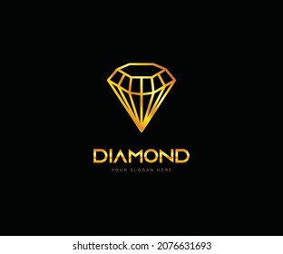 Creative Diamond gold luxury Logo and Icon Design Template