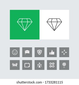 Creative Diamond Line Icon mit Bonus Icons. 
