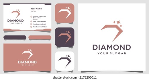 Plantilla de diseño de logotipos de diamantes creativos y diseño de tarjetas de visita.
