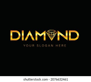 Creative Diamond luxury gold Logo and Icon Design Template