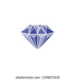 Logo creativo de piedra de diamante y plantilla de diseño de iconos. Simple ilustración vectorial plana de belleza cristalino mosaico de gradación de vidrio azul cristalino, joyería de gema. Símbolo minimalista de arte geométrico del lujo.