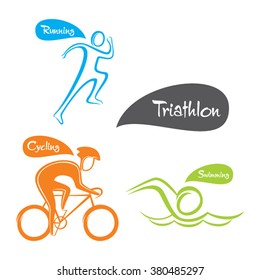 creative different game like cycling, running and swimming design vector