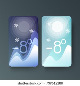 Creative different Weather Widget User Interface layout for Mobile Apps, Web Designs and Responsive Website.