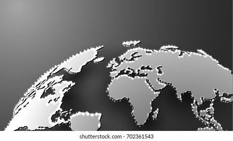 Creative Digital 3D Map of the World in Grey Color. Vector Illustration