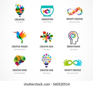 Creative  digital abstract colorful icons  elements   symbols  logo collection  template