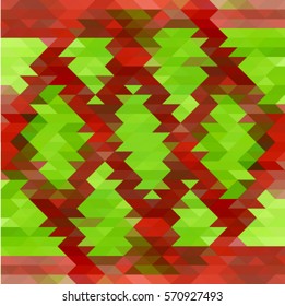 creative digital abstract green and red vector illustration, background of geometric triangular mosaics in the style of origami