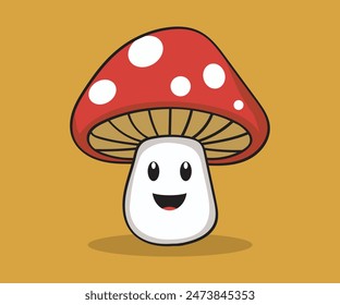 Creative Digital Art Mascot Graphic Design of a Cute Mushroom