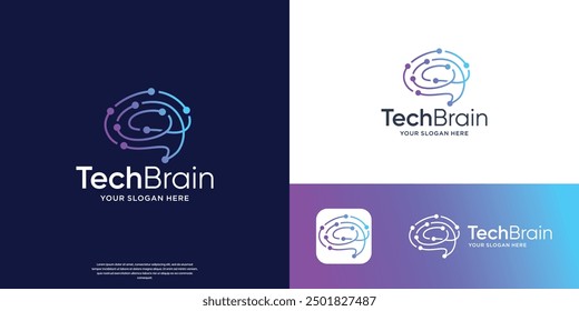 Creative Digital Brain Logo Design Template inspiration.