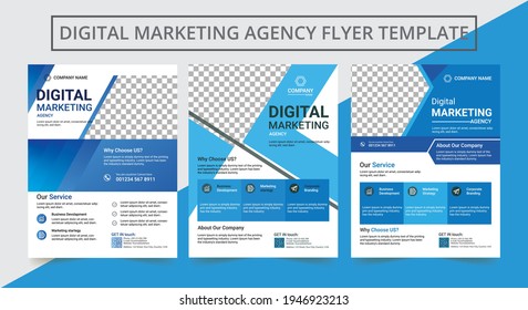 Creative digital business agency social media post template design. digital marketing social media Post template, digital marketing agency, square flyer template.