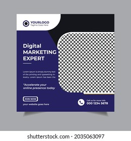 Creative Digital Business Agency Social Media Post Template Design. Banner Promotion. Corporate Advertising, Square Flyer Template, Editable Web Banner Post Template