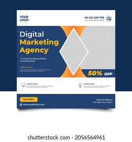 Creative digital business agency social media post template design. Banner promotion. Corporate advertising.