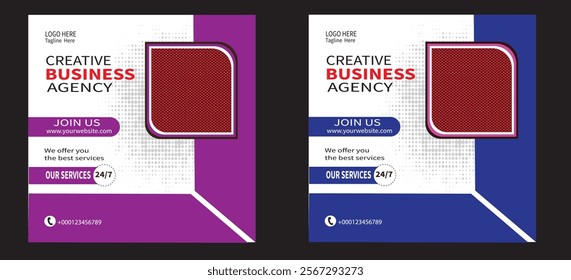 Creative digital business agency social media post template design. Banner promotion. Corporate advertising.