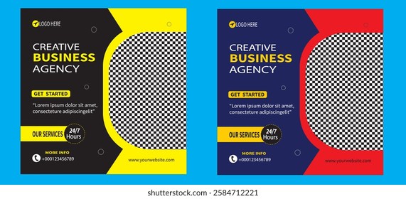 Creative digital business agency social media post template design.Premium Social media post Template  Design with vector.