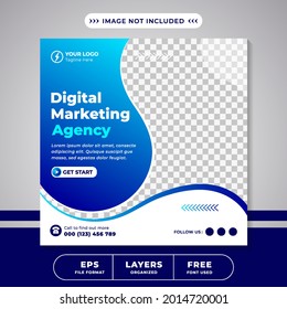 Creative Digital Business Marketing Social Media Post Design Template, Square Flyer Template with Editable web Banner. Post Template Design for Digital Marketing.