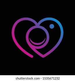 Creative Digital camera logo symbol icon vector design in love shape