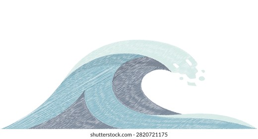 Creative digital depiction of an abstract ocean wave in calming blue and gray colors, ideal for maritime, nature, or environmental projects.