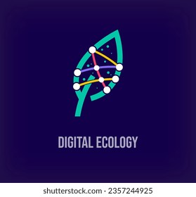 Creative digital ecology enterprise design. Unique color transitions. Unique virtual technology and connection template. vector