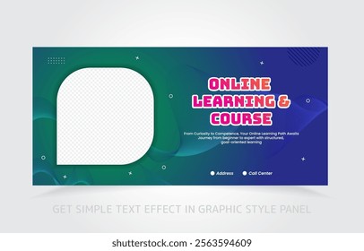 Creative digital education banner, perfect for e-learning platforms and course promotions.